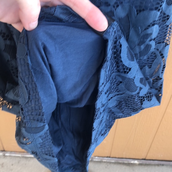 Beautiful Blue Lace Dress by Tart, with faux black Leather & Zipper on the back - Picture 14 of 15